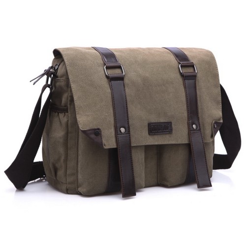 M.G. Canvas Shoulder Messenger Bag mu8611. Khaki