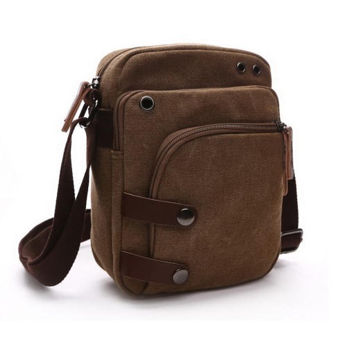 M.G. Canvas Shoulder Messenger Bag mu8681. Coffee