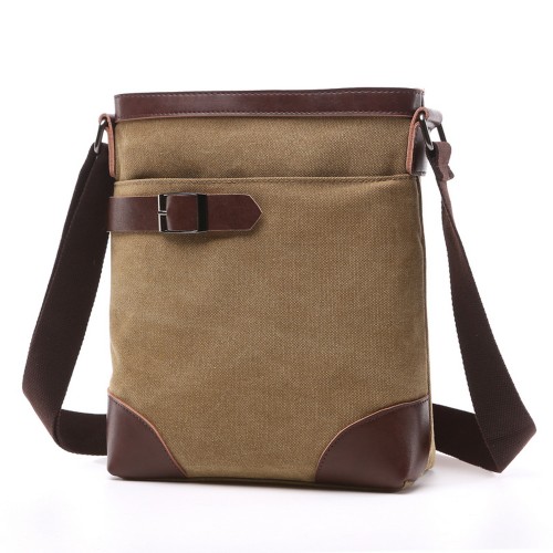 M.G. Canvas Shoulder Messenger Bag mu8837. Khaki